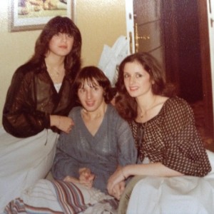 1978 21st birthday with sister Lesley and Karen