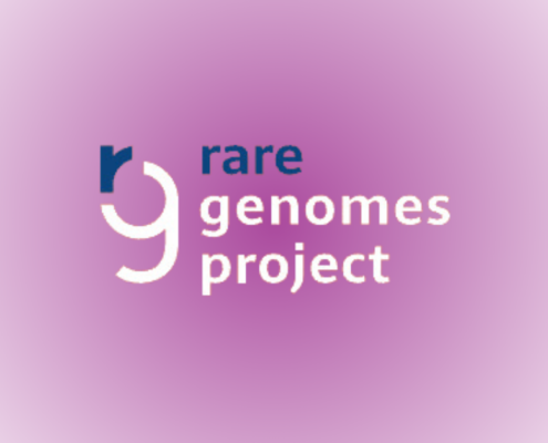 Rare Genomes Project logo on top of a purple to white gradient