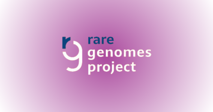 Rare Genomes Project logo on top of a purple to white gradient