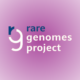 Rare Genomes Project logo on top of a purple to white gradient