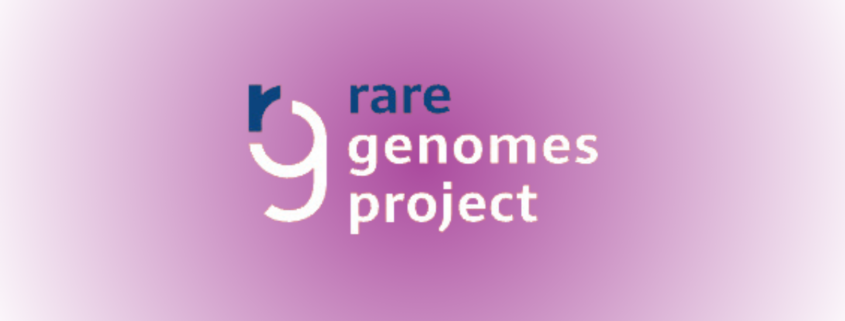 Rare Genomes Project logo on top of a purple to white gradient