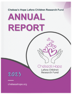 Chelsea's Hope Lafora Children Research Fund's 2023 Annual Report cover page
