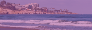 La Jolla beach view with purple overlay