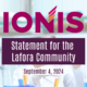 IONIS Statement for the Lafora Community September 4, 2024