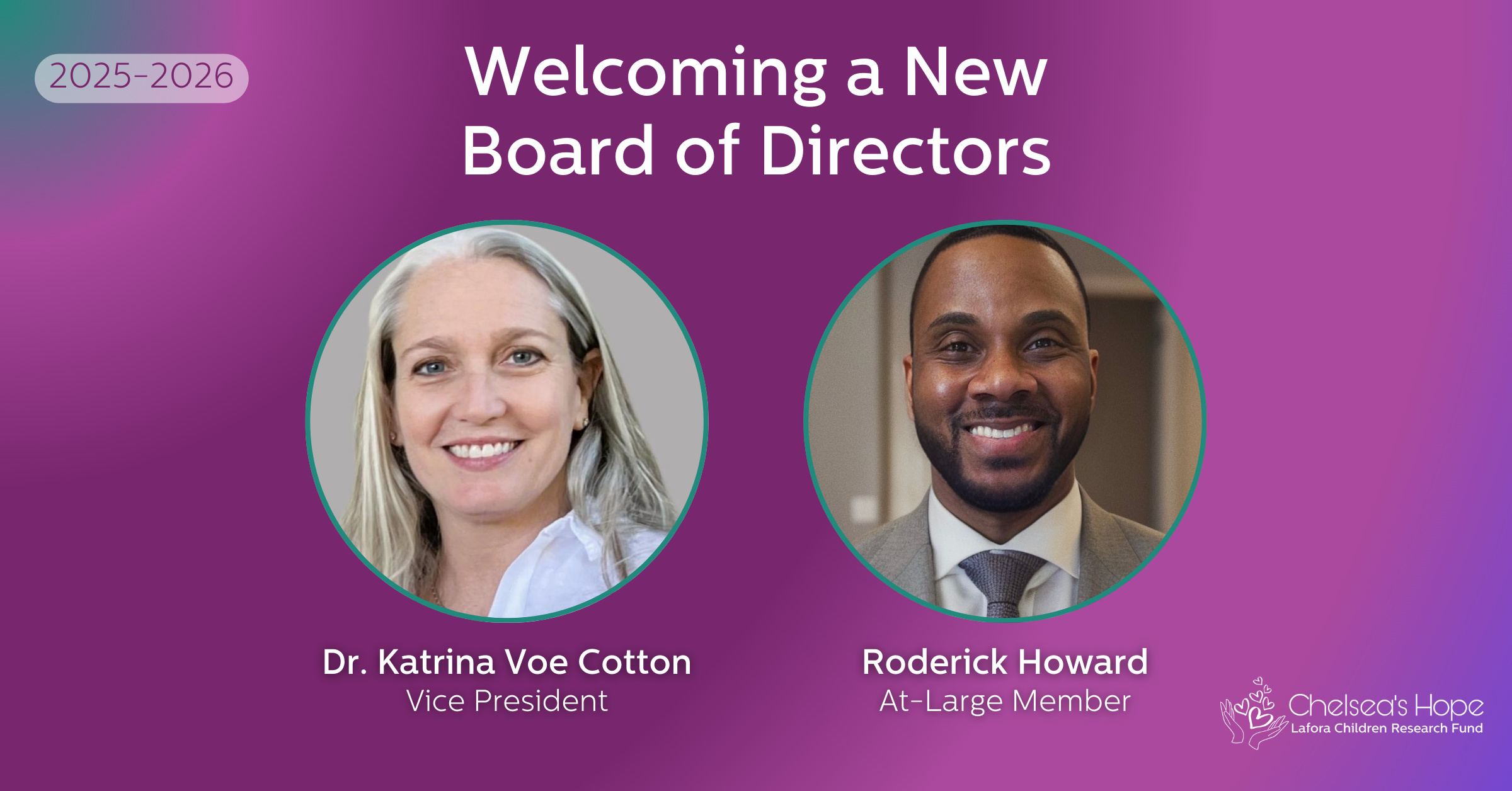 20252-2026 Welcoming a New Board of Directors Katrina Voe Cotton Vice President Roderick Howard At-Large Member