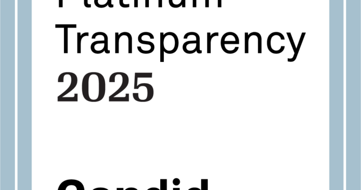This is the Platinum Seal of Transparency from Candid. It has a platinum border, white square center, and text that says 'Platinum Transparency 2025 Candid.'