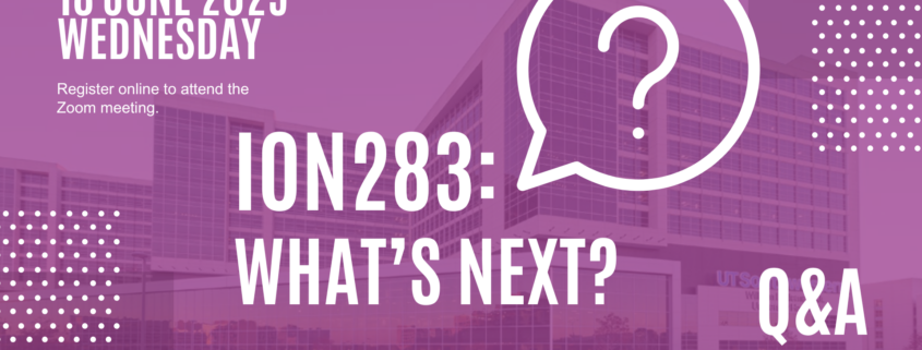 18 June 2025 wednesday Register online to attend the Zoom meeting. ION283: what's next? Q&A Submit your questions beforehand.